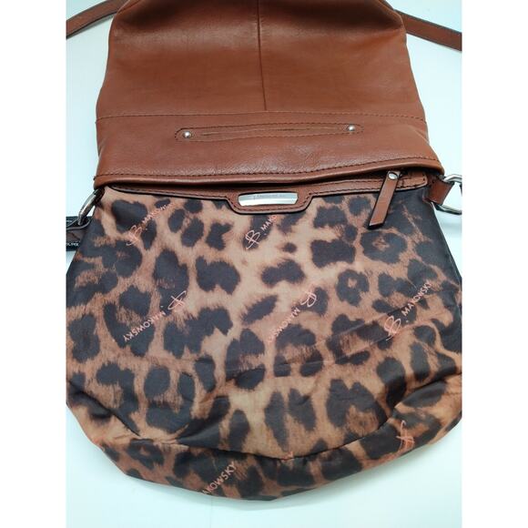 B. Makowsky Brown Leather Pocket Drawstring Tassel Crossbody Bag - Picture 11 of 13